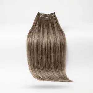 Peluca de Cabello Humano Remy Liso Largo con Encaje Suizo en U, Cabello Indio de Doble Trama, Tamaño Promedio, Color Marrón, Tela de Encaje Elástico - Product Image 1
