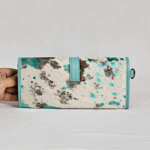 Nueva llegada, superventas, cartera larga bohemia hecha a mano de primera calidad con estampado animal y cierre de hebilla turquesa para mujer - Product Image 3