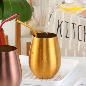 Copa de Vino sin Tallo de Acero Inoxidable, Copa en Forma de Huevo, Color Arcoíris, Cobre, Oro, Plata, Negro, Copa de Vino Metálica para Fiestas - Product Image 2