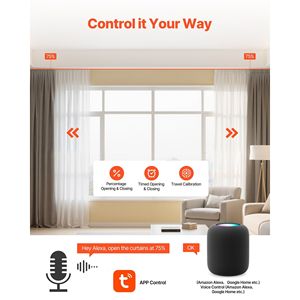 Rail de rideau électrique intelligent, longueur réglable de 71 à 118 pouces, tige motorisée, télécommande, montage mural ou au plafond, rideaux automatisés - Product Image 4