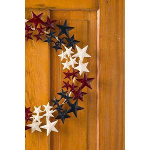 Patriotic Star Wreath Featuring Clusters Of Dimensional Metal Stars Painted In Modern Red, White, And Navy Blue Tones For Decor - Product Image 6