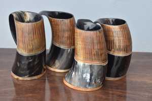 Mug authentique fait main en corne de buffle, verre à boire en corne naturelle pour bière/ale/médicament. Cadeaux d'affaires écologiques vintage - Product Image 2