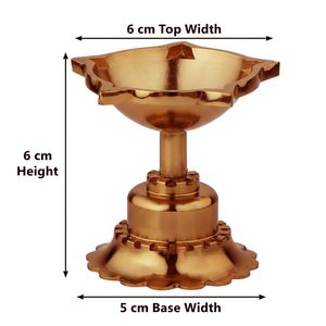 Lampe à huile en laiton pur Panchmukhi avec finition laquée or rose, motif lotus, pour Puja, mariage, anniversaire, cadeaux de remerciement - Product Image 2
