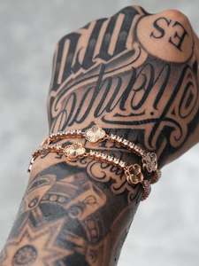 Pulsera de tenis de plata 925 con moissanita brillante y diamantes engastados en oro rosa, estilo trébol, para hombre, joyería de hip hop de rapero a la moda, para boda - Product Image 6