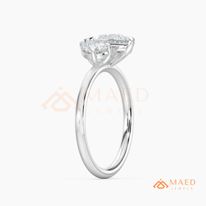 Anillo de compromiso de plata de ley 925 con moissanita en forma de pera, joyería nupcial de moissanita y diamantes para mujer, banda de lujo de EE. UU. - Product Image 6