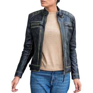 Veste en cuir d'agneau véritable pour femme avec doublure en fourrure de chèvre naturelle, manteau d'hiver sur mesure pour femme - Product Image 5