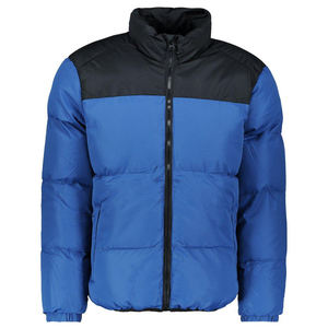 <b>Men's</b> Blue Color Blocking Puffer Jacket <b>Hooded</b> Zipper Closure Waterproof Reversible Windproof Thick Winter <b>Coat</b> Casual Polyester - Product Image 2