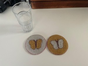 Handmade Butterfly <b>Beaded</b> <b>Coasters</b> Set of 2 - Product Image 1