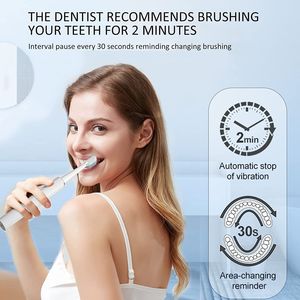 Brosse à dents électrique sonique rechargeable MOCEMTRY, 3 modes de nettoyage, brosse à dents blanchissante avec fonction étanche, couleur blanche - Product Image 3