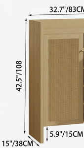 Nouvel arrivage 2026 – Meuble de rangement 2 portes en rotin naturel tressé style bohème, armoire à chaussures d'entrée en bois clair OEM, décoration intérieure – Vente en gros - Product Image 3