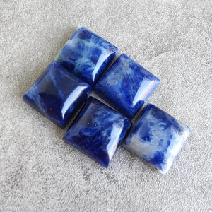 Cabujón de Sodalita Natural en Forma Cuadrada, Piedra Calibrada con Reverso Plano, para la Elaboración de Joyas - Product Image 6