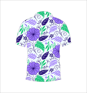 Custom <b>White</b> Purple Tropical Floral Print <b>Polo</b> Shirt Short Sleeve Breathable Casual Golf Uniform T Shirt for Men - Product Image 2