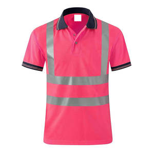 Camiseta Polo de Seguridad de Manga Corta de Alta Visibilidad de Poliéster, Ropa de Trabajo Transpirable con Bolsillo y Diseño Reflectante - Product Image 1