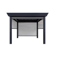 Pavillon de jardin moderne avec structure en acier thermolaqué blanc et toit à lames motorisées pour usage extérieur en jardin ou cour – Qualité supérieure