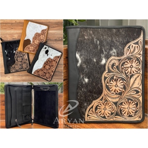 Personalized Hand Tooled <b>Leather</b> Graduation Gift Portfolio 3 Ring <b>Binder</b> Custom Padfolio Clipboard Office A4 Document Organizers - Product Image 1
