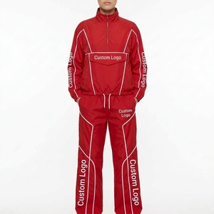 Ensemble de survêtement décontracté pour homme avec logo personnalisé, veste coupe-vent d'été à demi-zip et pantalon de jogging, tenue de sport deux pièces - Product Image 1
