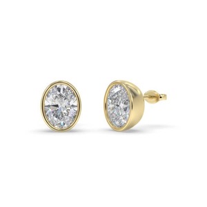 Pendientes con bisel de diamantes ovalados de 0.30 ct, diamantes cultivados en laboratorio en oro de 18 quilates y platino. - Product Image 2