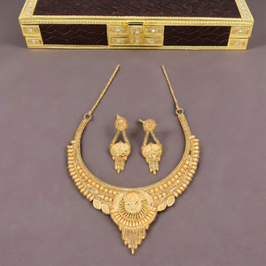 Colliers courts en or rempli 14K, 18K, 24K en gros, colliers de conception traditionnelle, ensemble de bijoux de mode plaqués or en laiton. - Product Image 5