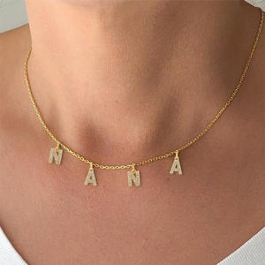 MAMANALOVE High-End <b>Choker</b> Collarbone Chain European American <b>Cross</b>-Border Fine Pendant Charm English Letter Necklace Niche - Product Image 3