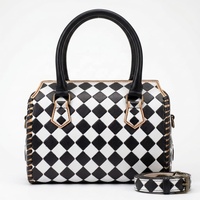Sac à bandoulière en cuir véritable pour femme de qualité supérieure, motif en losanges, deux poignées, fermeture à boucle, utilisation quotidienne toutes saisons