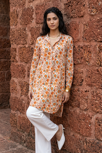 Kurta Informal Estampada para Mujer, Tela de Algodón Suave, Prenda Étnica Cómoda, Kurti Largo para Mujer, Ropa de Uso Diario, Proveedor de Ropa - Product Image 4