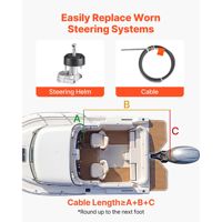 Kit de système de direction marin durable de 17 pieds avec câble de commande rotatif pour moteur hors-bord, en alliage d'aluminium, pour bateaux à coque en PVC