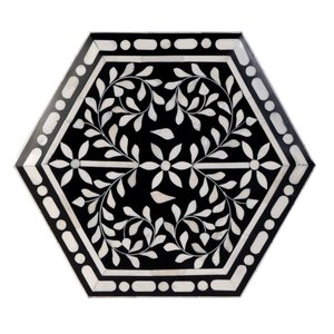 Arabic Style Geometric Bone Inlay MDF Side Table With Floral Design Muslim Home decor Bedside Table Luxury Accent Furniture - Product Image 5