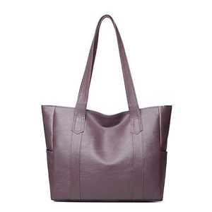 Bolso Tote Casual de Cuero Genuino para Mujer, Gran Capacidad, Cierre de Cremallera Superior Abierto, Forro de Poliéster con Remaches, Correa de Hombro, Clásico - Product Image 3