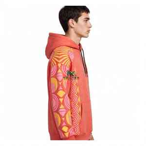 Sudadera con Capucha Unisex NEXTEX Retro Sunset, Color Rosa Coral, Felpa de Algodón Suave, Cálida, con Estampado Gráfico - Product Image 3
