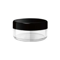 Pot en plastique mini PS PA pour crème cosmétique, transparent, avec couvercles à vis noirs, capacité 10 ml, pour crème de soin (Série INBT)