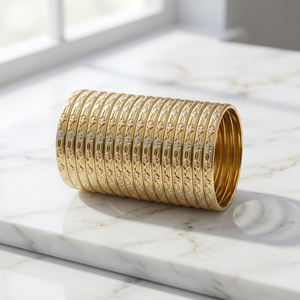 Brazaletes de Lujo ORO-Z con Patrón de Corte de Diamante Tricolor para Mujer, Brazalete Geométrico, Accesorio de Joyería - Product Image 3