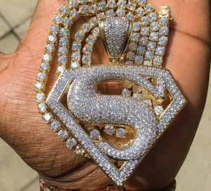 VVS Moissanite diamante colgante letra Hip Hop colgante 925 Sterling Silvrr personalizado Hip Hop letra colgante - Product Image 3