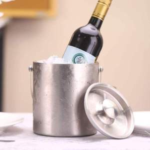 Customized Handmade Metal Ice Bucket With Silver Finished & Tong Soft Drinks <b>Cooled</b> Storage Basket Indoor Parties ice cube - Product Image 6