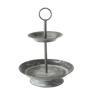 Wholesale Rustic Galvanized Metal 2 Tier <b>Cake</b> <b>Stand</b> Vintage Tiered Serving Tray Farmhouse Dessert Display <b>Stand</b> for Party Decor - Product Image 1