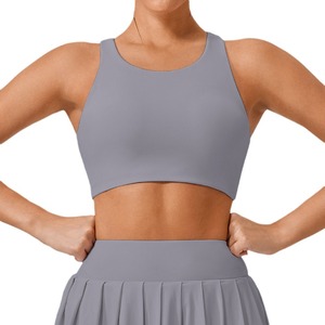 Asymmetrical High Support Quick Dry Breathable Eco-Friendly Spandex/Polyester Sports <b>Bra</b> Removable Pads <b>Open</b> Back Workout <b>Bras</b> - Product Image 2