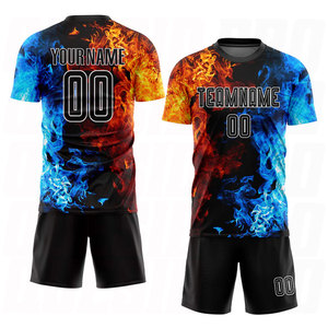 CUSTOM FIGURE BLACK WHITE <b>FLAME</b> SUBLIMATION SOCCER UNIFORM JERSEY PERSONALIZED TEAM FOOTBALL SPORTSWEAR BREATHABLE PERFORMANCE - Product Image 2