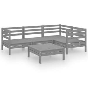 Ensemble de salon de jardin en pin massif gris, design modulaire standard pour un confort extérieur - Product Image 2