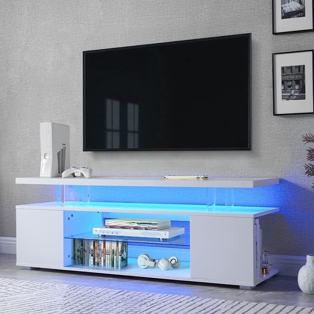 Wh Large Side TV Stand for 65 Inch LED TVs Gaming Entertainment Center Media Storage Console Table for Living Room