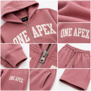 ชุดเซ็ตแทรคสูท ONEAPEX International สำหรับผู้หญิง สไตล์ไฮสตรีท ผ้าฟลีซบุซับใน ซิปฮู้ดดี้ กางเกงขายาวทรงกว้าง ผ้าฝ้าย 100% ทรงปกติ - Product Image 4