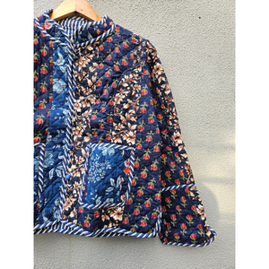 Vintage <b>Patchwork</b> Quilted Cotton Handmade <b>Patchwork</b> <b>Jacket</b> with Pockets for Women Length Outerwear Autumn Warmth gift for her - Product Image 3
