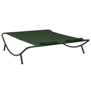 Chaise longue double avec housses amovibles en tissu Oxford vert, lit de repos en acier - Product Image 4
