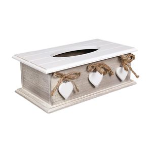 Boîte à mouchoirs en bois rustique faite à la main avec couvercle, décor en forme de cœur, porte-mouchoirs de table, distributeur de serviettes pour la maison, la chambre à coucher, le salon - Product Image 6