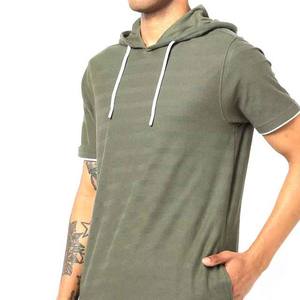 Camisetas con Capucha Personalizadas para Hombre, Diseño OEM, Color Sólido, 100% Algodón, Bordadas, Manga Corta, Cuello con Capucha, en Oferta - Product Image 4