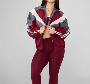 Color Block Windbreaker <b>Jacket</b> With Stand Collar Zipper Closure Sporty Style Unisex Polyester Autumn Wear - Product Image 4