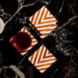 Modern Wooden Square <b>Coasters</b> Set with Chevron Pattern Non-Slip Table Mats for Coffee and Dining Table Decor - Product Image 1