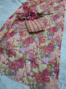 ผ้าไหมแท้ลายแทบบี้พรีเมียม พร้อมลายพิมพ์ทั่วผืนที่สวยงาม งานปักเลื่อมหรูหรา และงานกระจกแท้ดั้งเดิม ออกแบบมาเพื่อมอบความงดงาม - Product Image 5