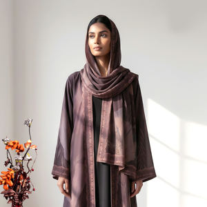Moderna Abaya Leon de tela gruesa con chal a juego, cárdigan árabe de frente abierto para mujer, ropa de moda modesta para Eid y Ramadán, transpirable - Product Image 3