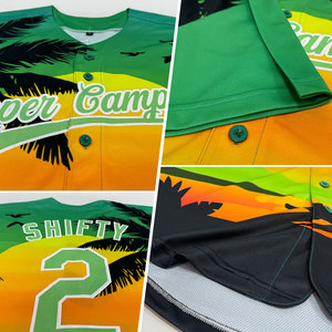 Camiseta de Béisbol Verde Personalizada, Manga Corta, Cierre de Botones, Nombre del Equipo Impreso, Sublimada, Unisex, para Adultos, para Todas las Temporadas - Product Image 6