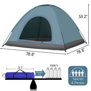 Tenda a Cupola Leggera Blu per 3-4 Persone con Logo Personalizzato, Tessuto in PVC e Fibra di Vetro per Campeggio, Eventi, Matrimoni, Giardini - Product Image 3
