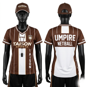 เสื้อกรรมการเน็ตบอลผ้าโพลีเอสเตอร์ตาข่ายพรีเมียม 160 GSM สีน้ำเงิน-ส้ม ตัดต่อแผงสีตัดกัน ระบายอากาศได้ดี พร้อมสกรีนโลโก้ตามสั่ง - Product Image 3